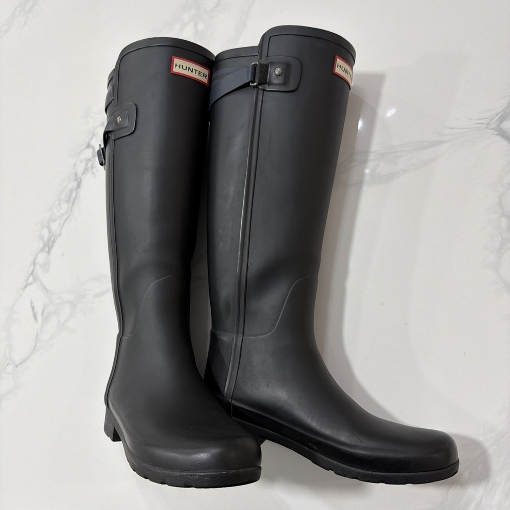 Hunter Original Tall Rain Boots Womens Size 6 Black Rubber Waterproof W23499